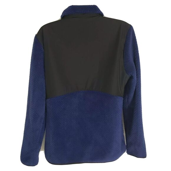 Fila Sport Women Medium Athletic Jacket Blue Black Fleece Faux Fur FullZip Woven - Picture 2 of 11